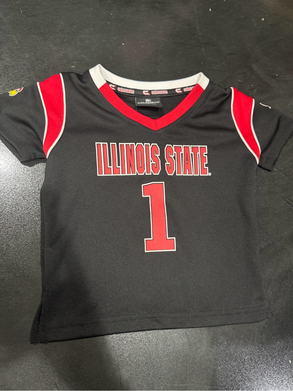 Colosseum Kids' Black and Red Illinois State Jersey Top